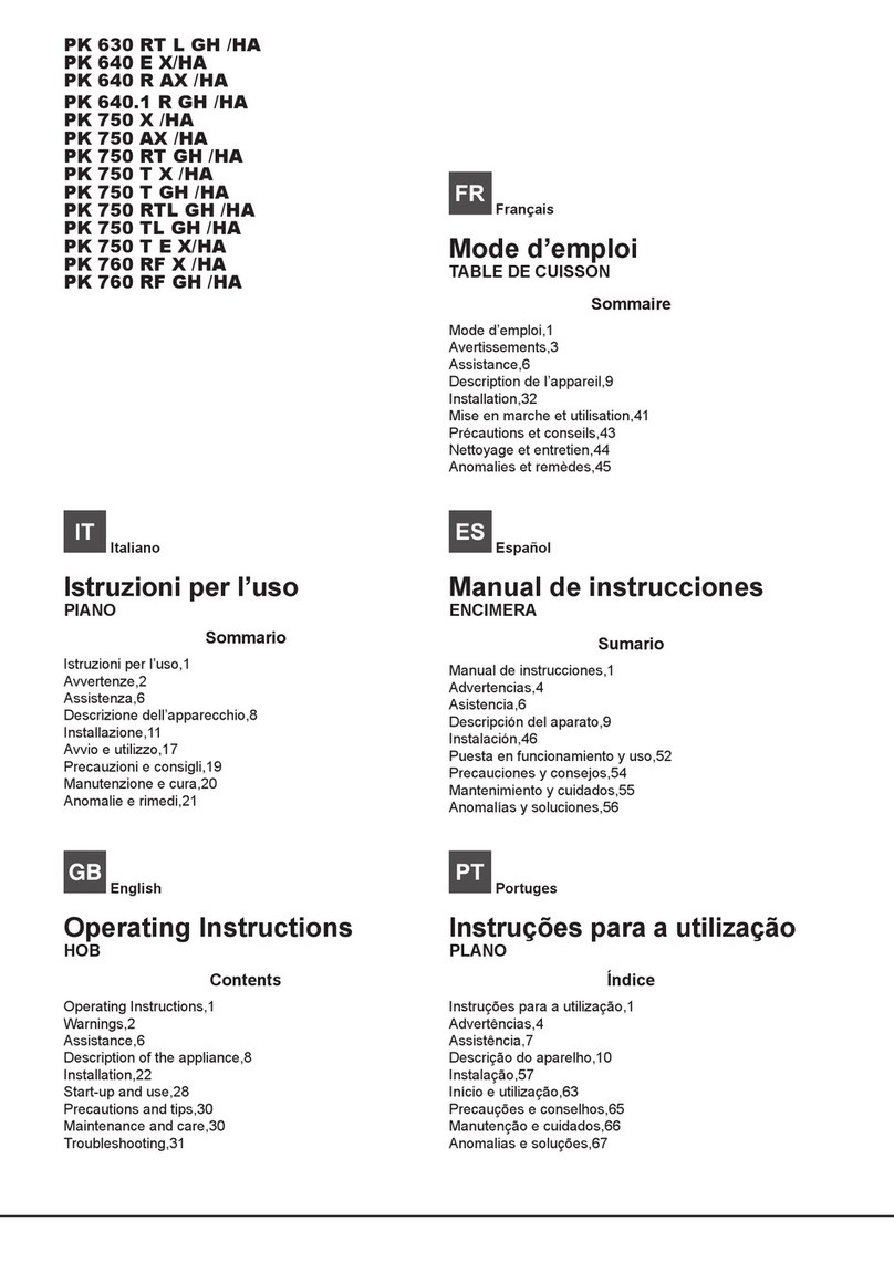 Hotpoint PK 630 RT L GH/HA operating instructions
