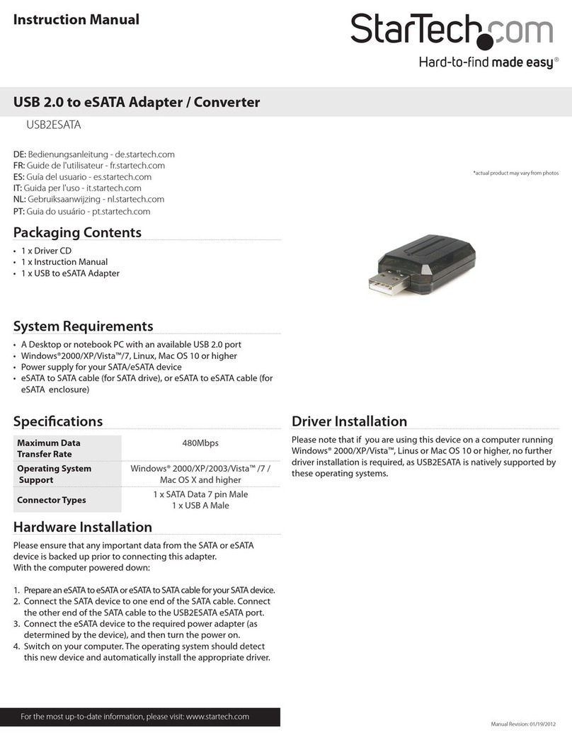 StarTech.com USB2ESATA instruction manual