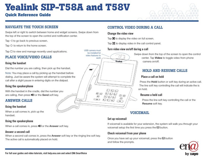 Yealink SIP-T58A Quick reference guide