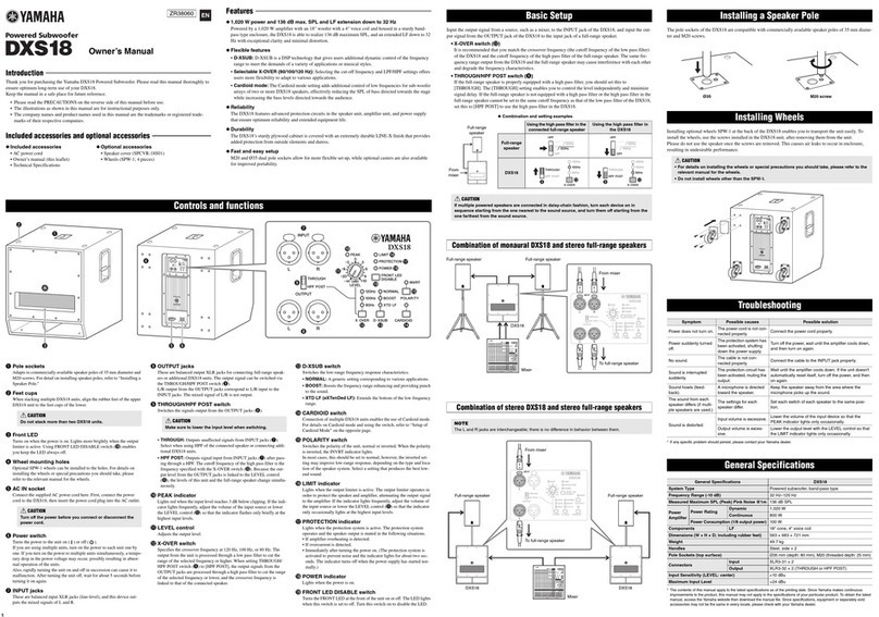 Yamaha DXS18 User manual