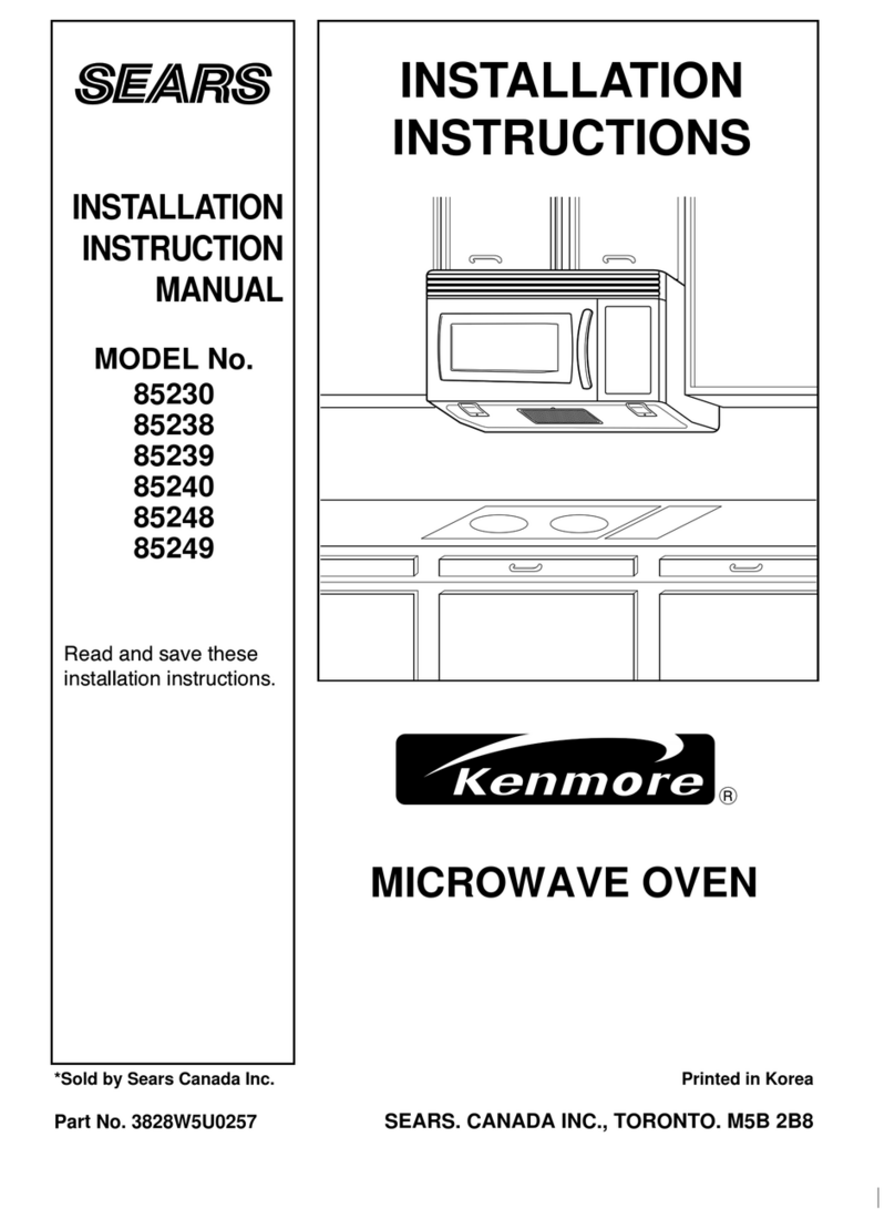 Sears Kenmore 85230 Installation instructions manual