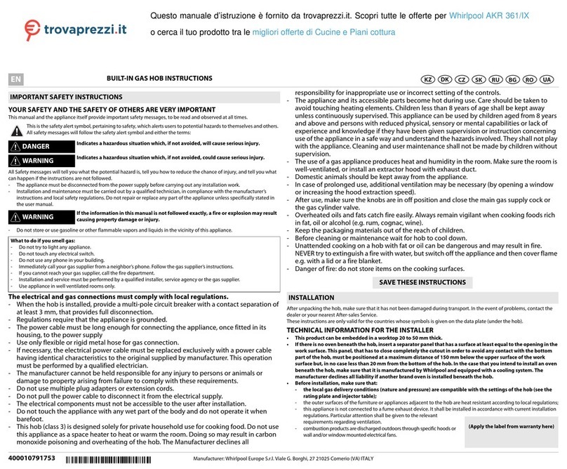 Whirlpool AKR 361/IX User manual