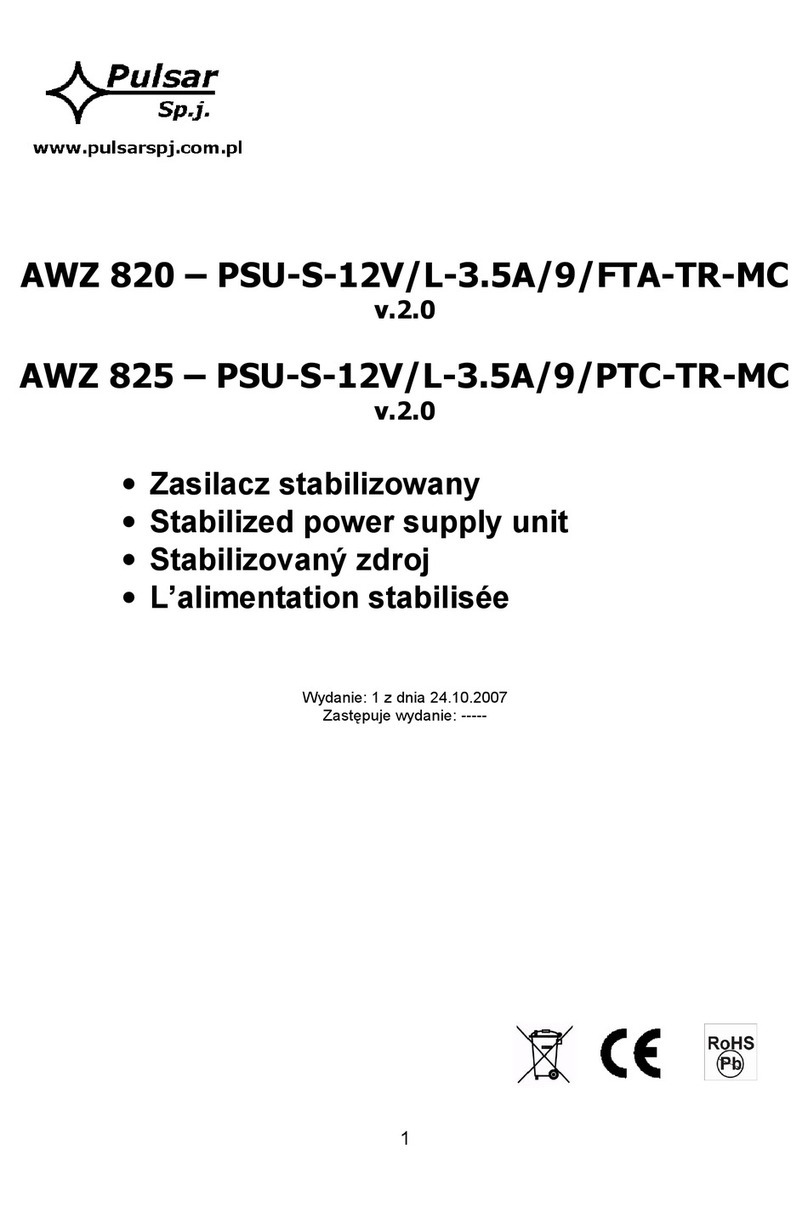Pulsar AWZ 820-PSU-S-12V/L-3.5A/9/FTA-TR-MC quick start guide