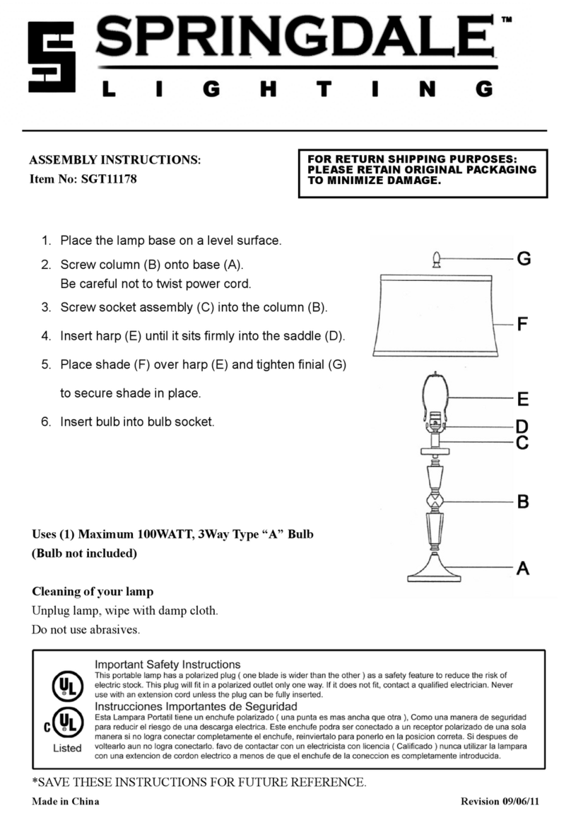 Springdale Lighting SGT11178 User manual Springdale Lighting SGT11178 User manual