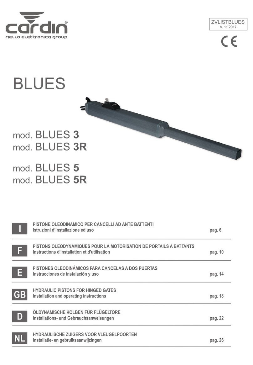 Cardin BLUES Installation and operating instructions