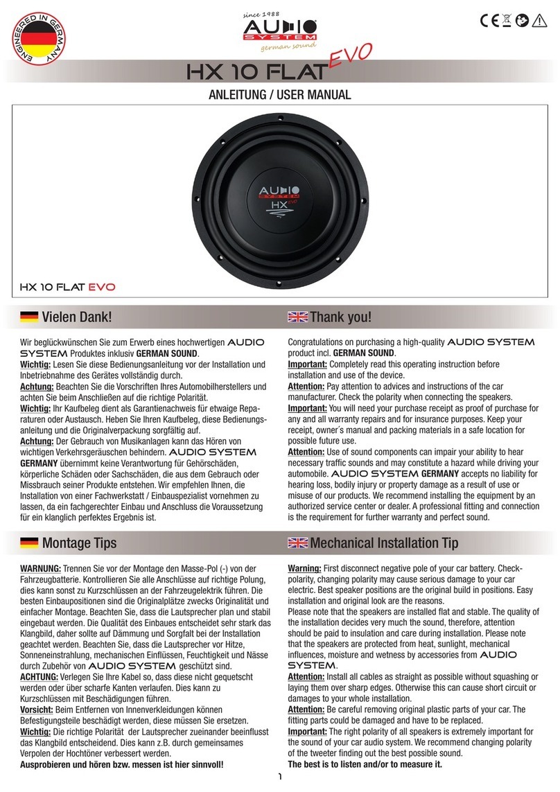 Audiosystem HX 10 Flat EVO User manual