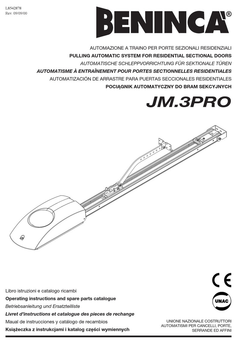Beninca JM.3PRO Operating instructions and spare parts catalogue Beninca JM.3PRO Operating instructions and spare parts catalogue