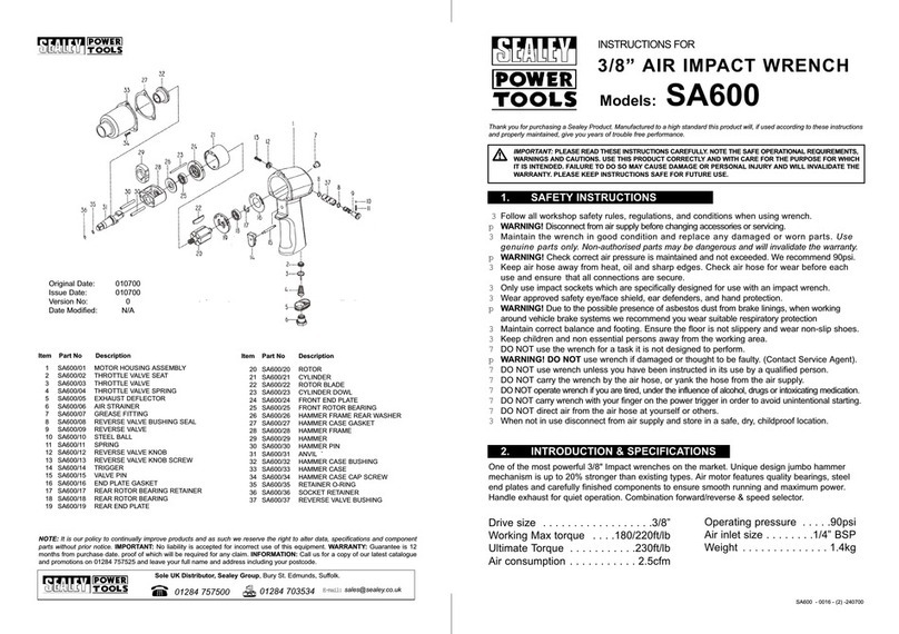 Sealey SA600 instructions