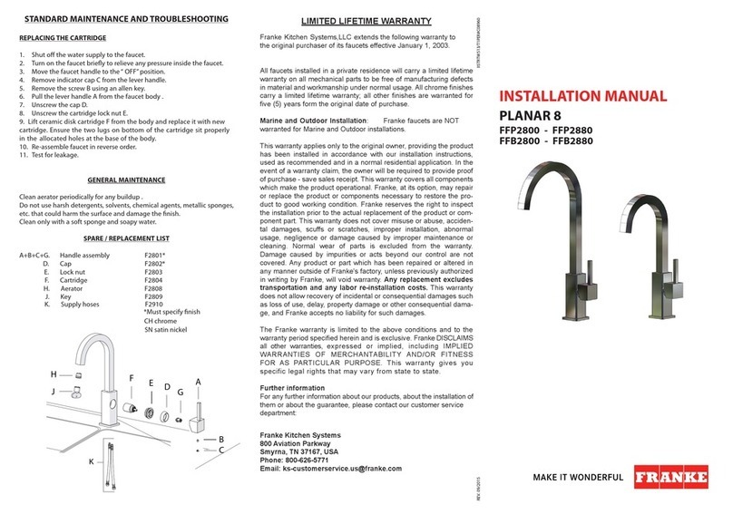 Franke PLANAR 8 User manual