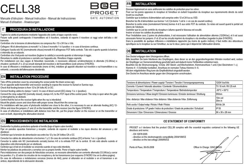 BeBPROGET CELL38 Manual instruction