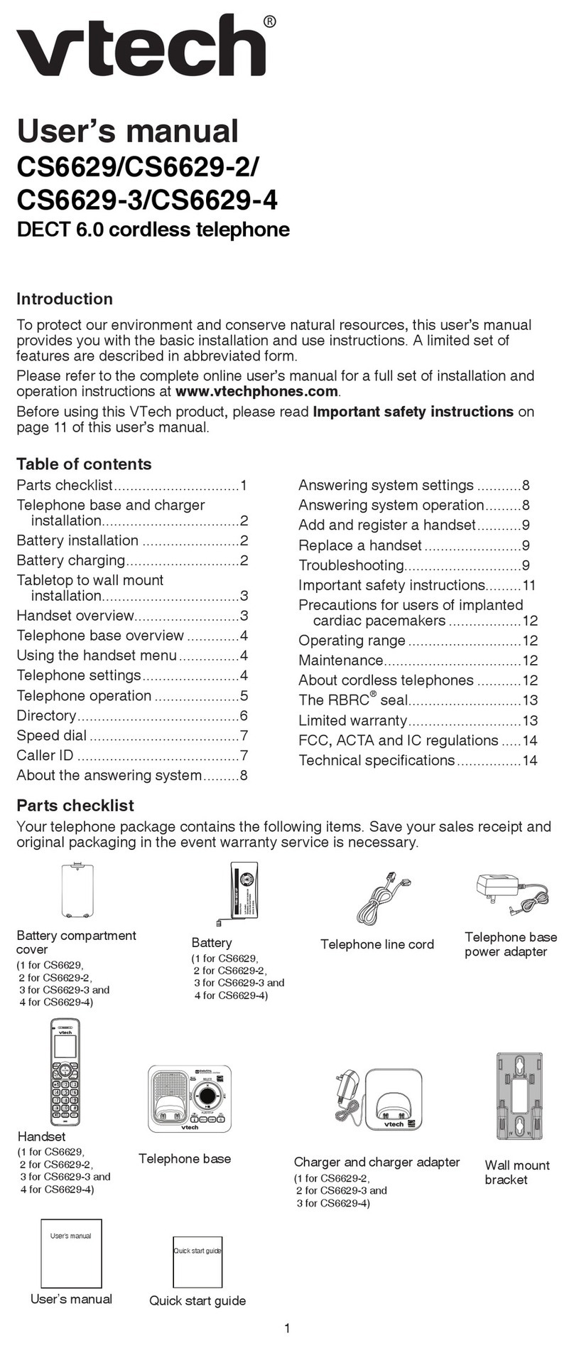 V-tech CS6629-3 User manual