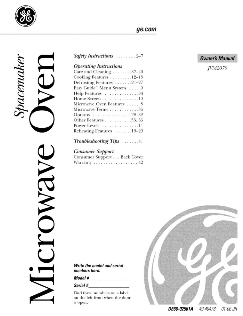 GE Spacemaker JVM2070BH01 User manual
