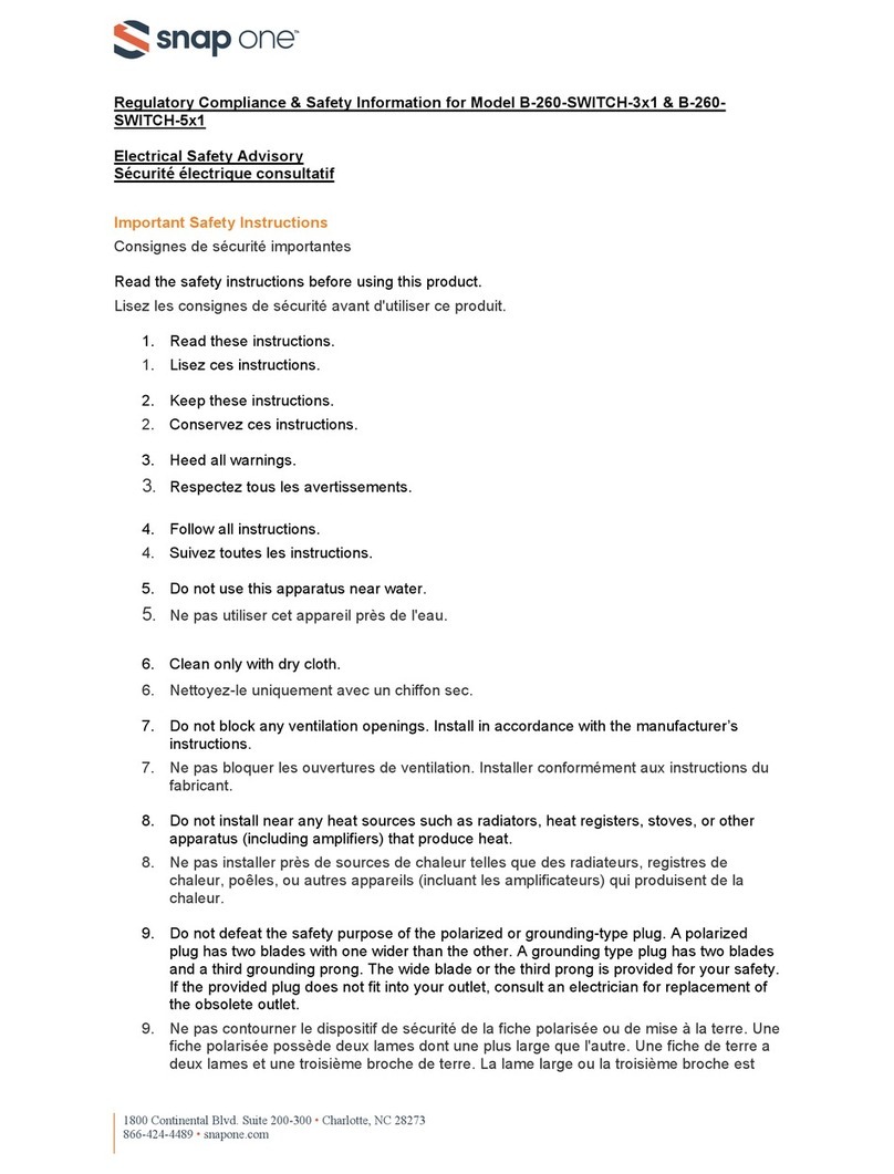 Snap One B-260-SWITCH-3x1 Regulatory compliance and safety information