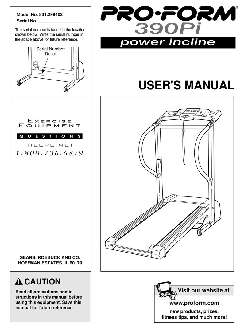 Pro-Form 390Pi power incline User manual Pro-Form 390Pi power incline User manual