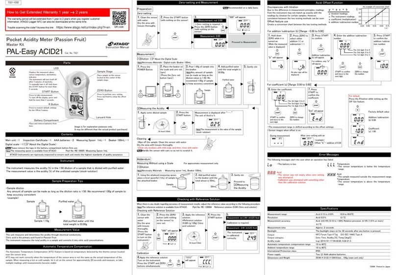 ATAGO PAL-Easy ACID21 User manual