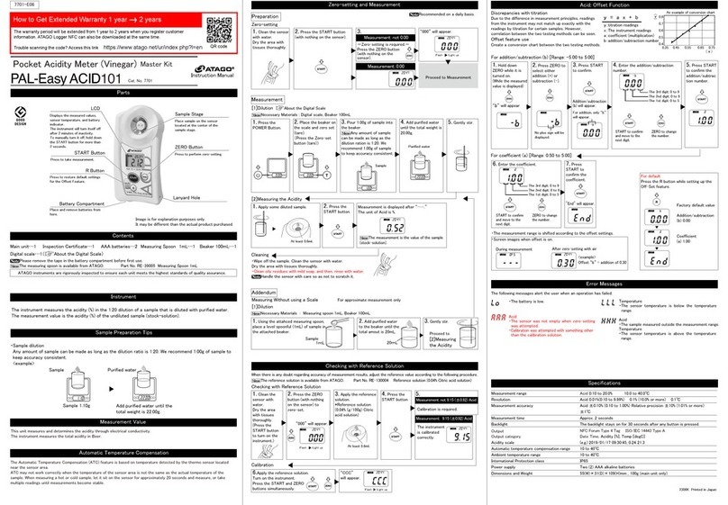 ATAGO PAL-Easy ACID101 User manual