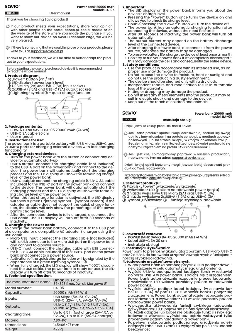 Savio BA-05 user manual