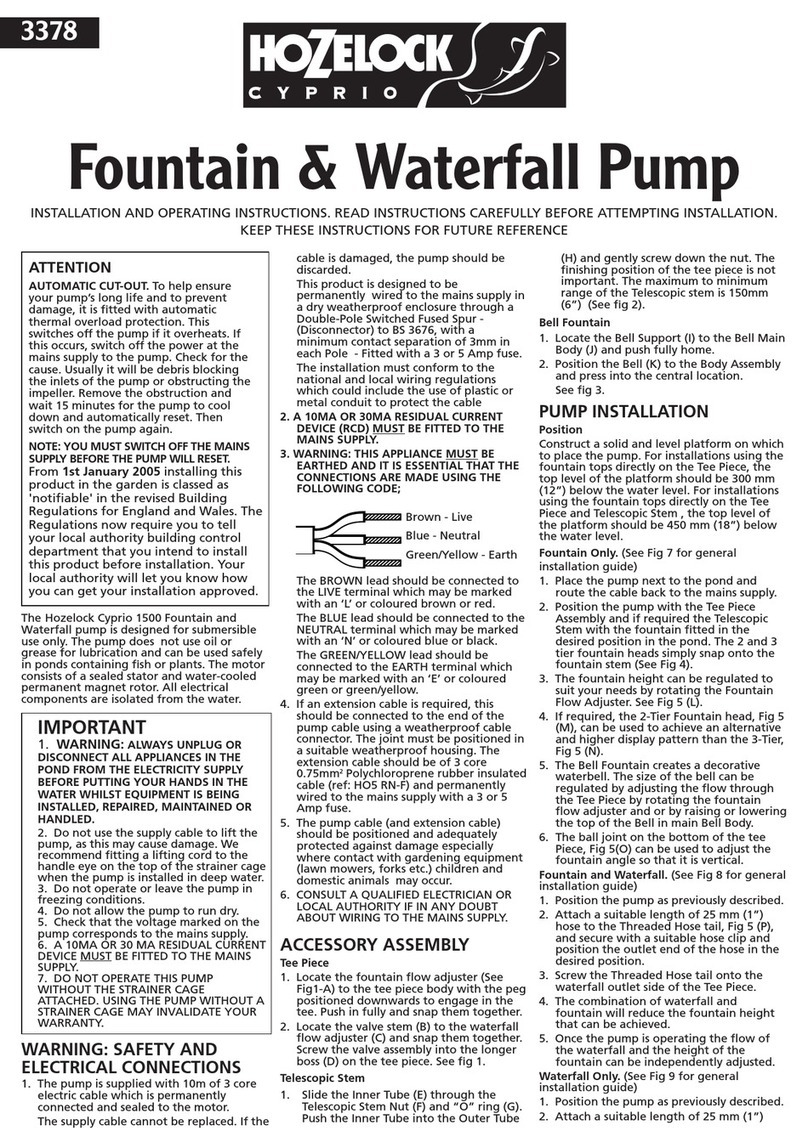 Hozelock Cyprio Cascade 1500 Installation and operating instructions