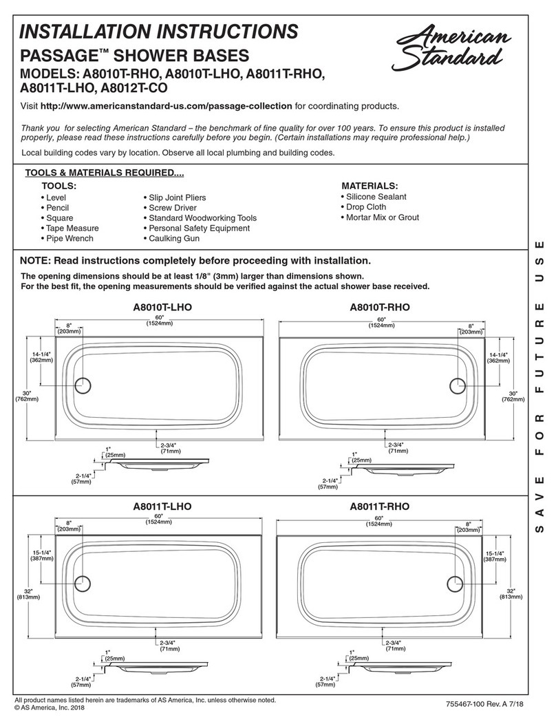 American Standard PASSAGE A8010T-RHO installation instructions American Standard PASSAGE A8010T-RHO installation instructions
