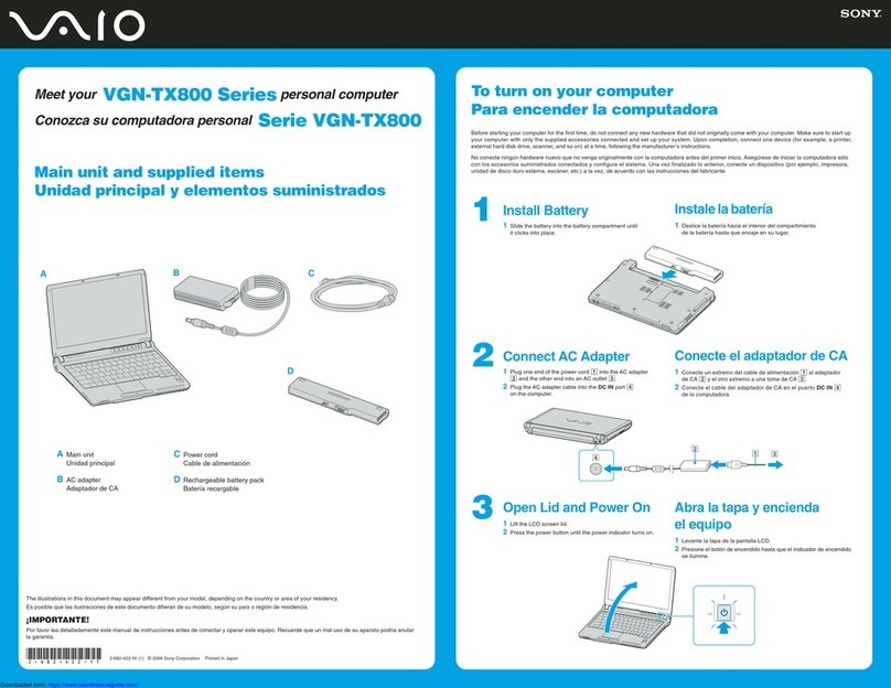 Sony VAIO VGN-TX800 Series User manual