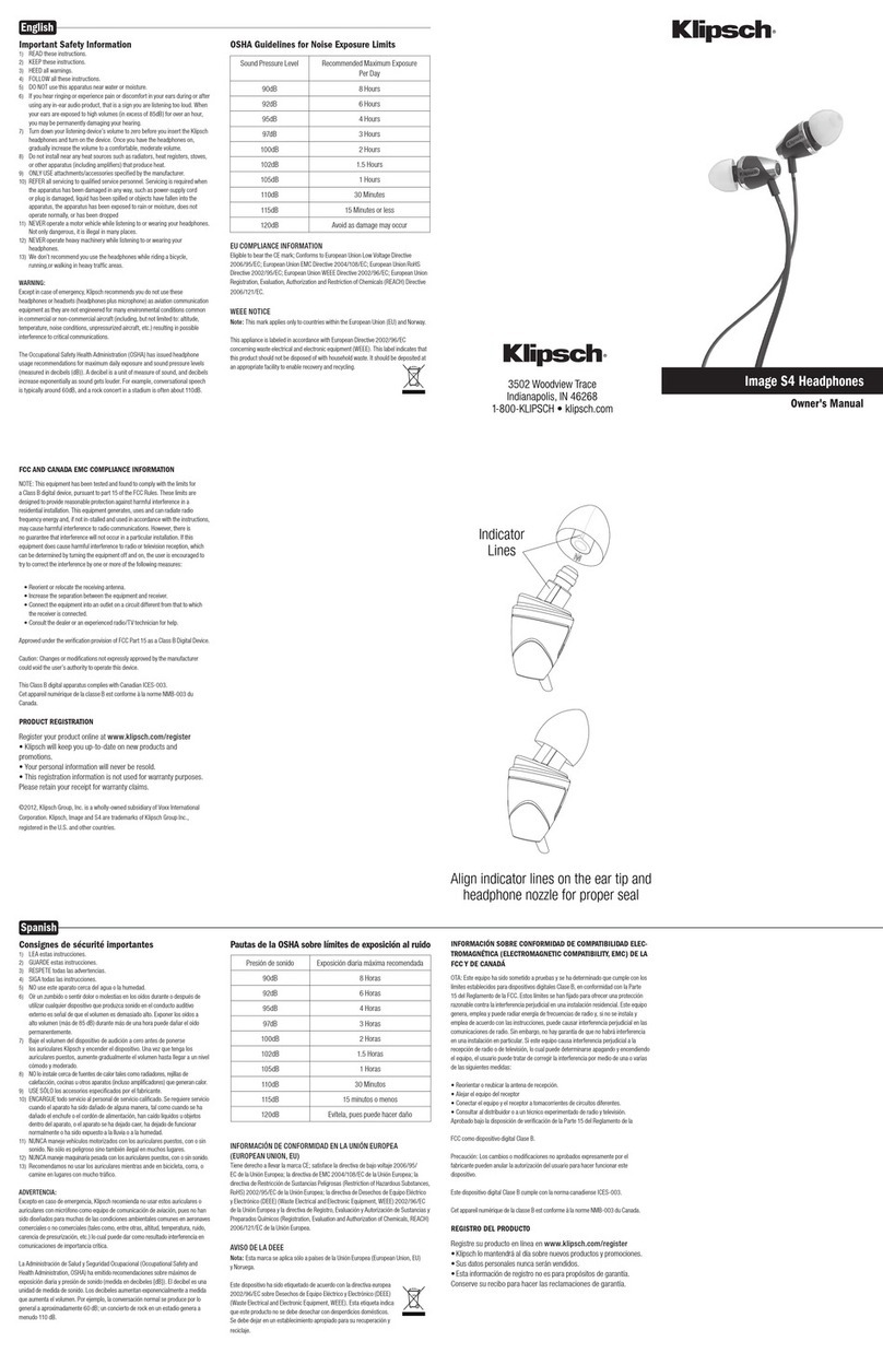 Klipsch Image S4 owner's manual