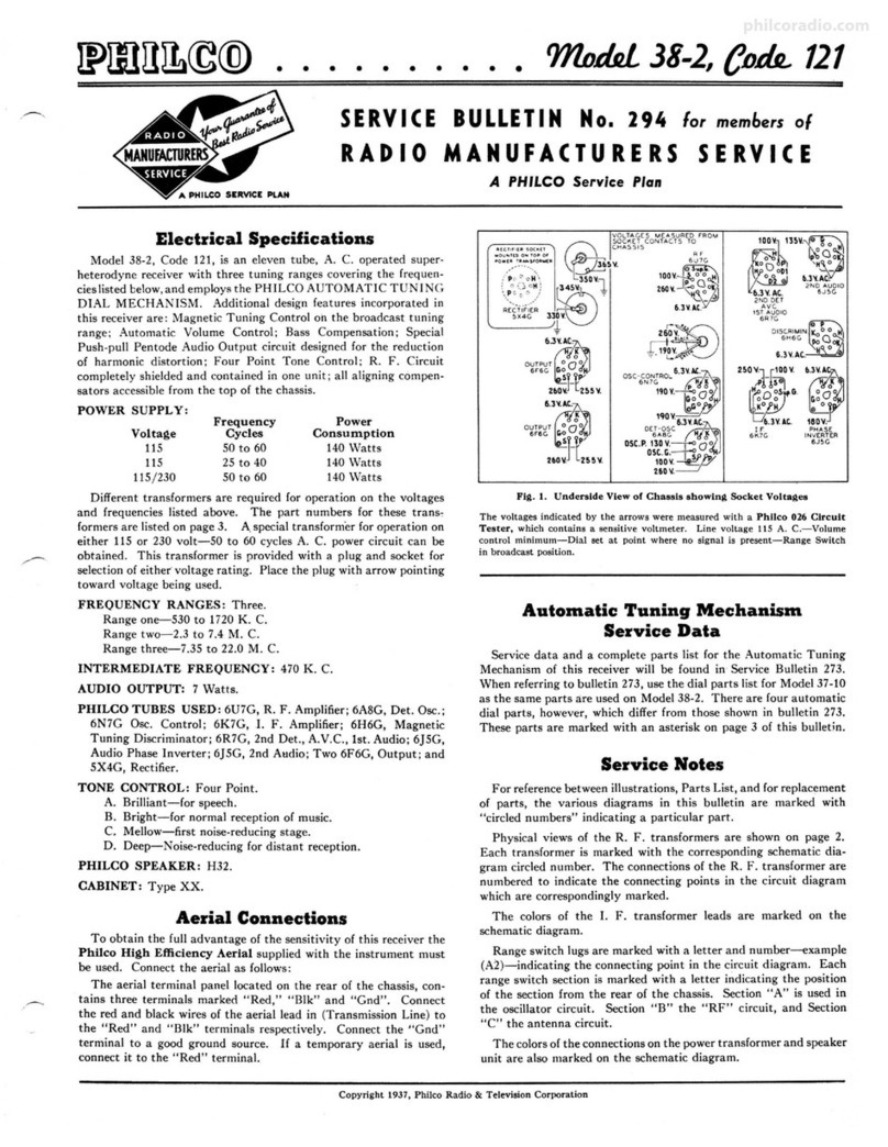 Philco 121 User manual