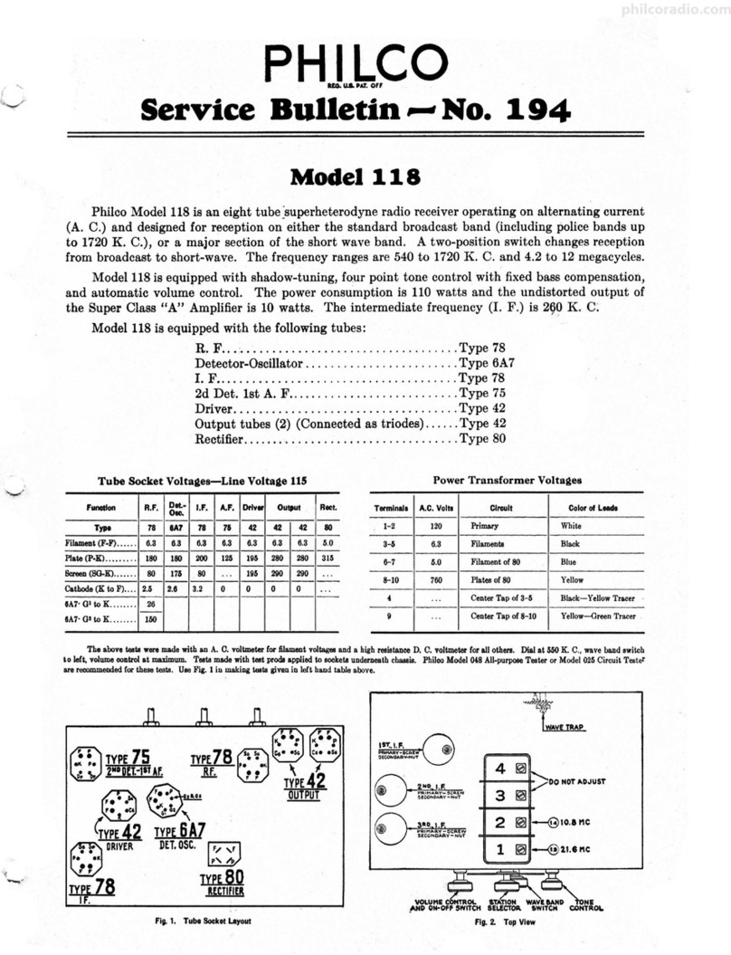 Philco 118 User manual