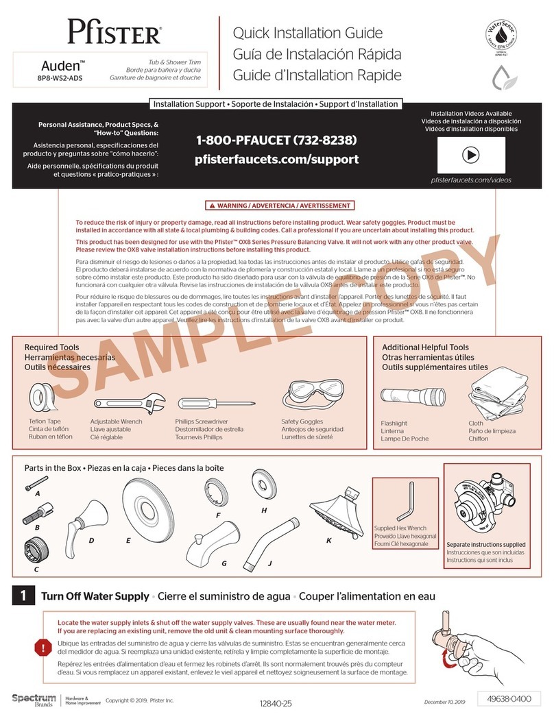 Spectrum Brands Pfister Auden 8P8-WS2-ADS Quick installation guide
