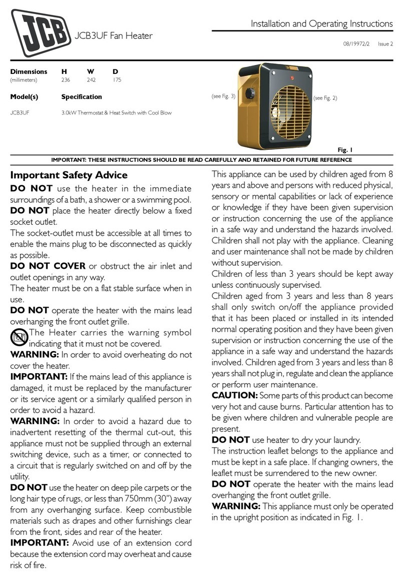 jcb JCB3UF Installation and operating instructions