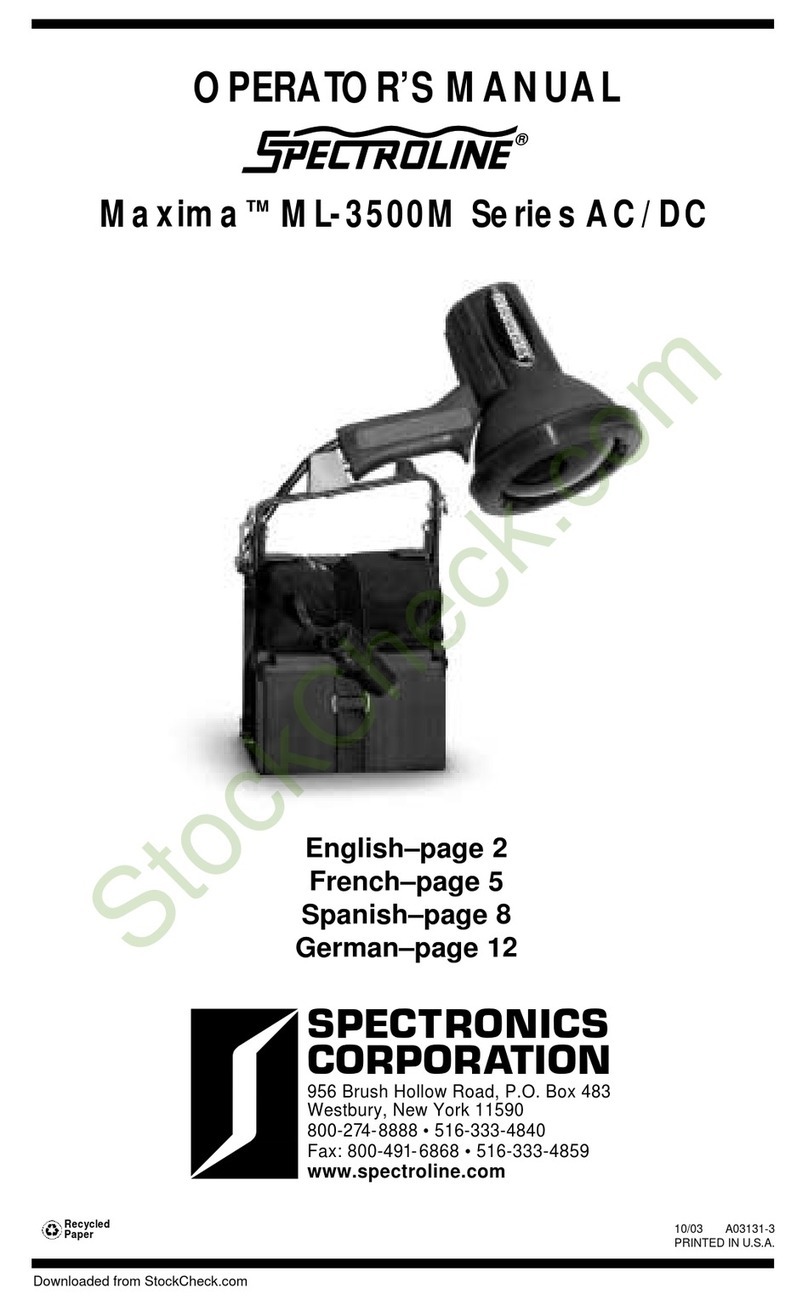 Spectronics Spectroline Maxima ML-3500M Series Operator's manual