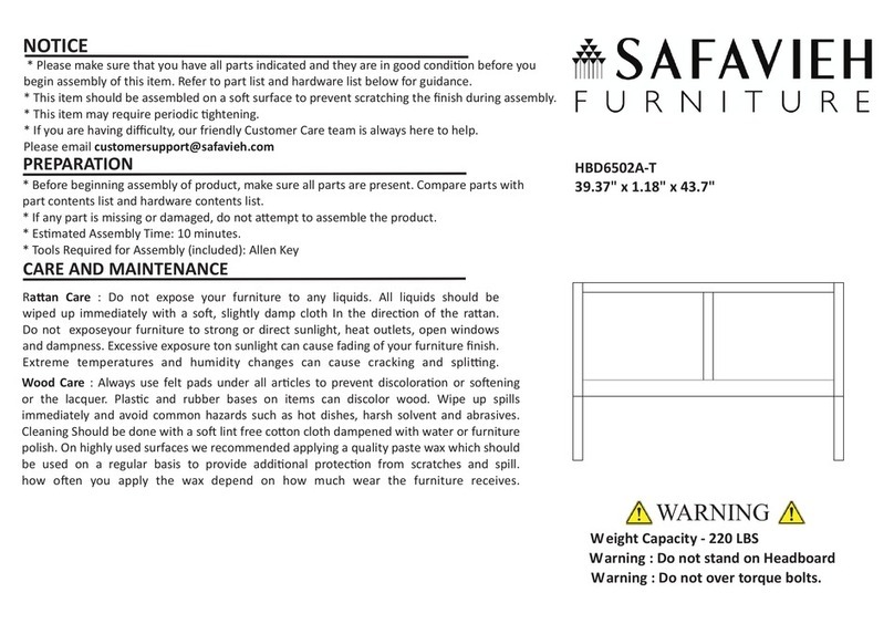 Safavieh Furniture Halvor HBD6502A manual Safavieh Furniture Halvor HBD6502A manual