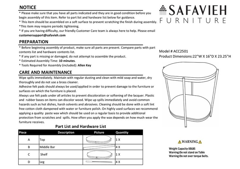Safavieh Furniture Dove ACC2501 manual Safavieh Furniture Dove ACC2501 manual