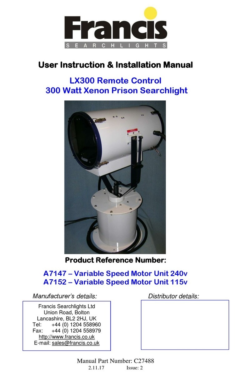 Francis Searchlights A7147 User instruction & installation manual