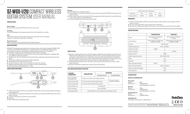 Subzero SZ-WGS-1/2U user manual