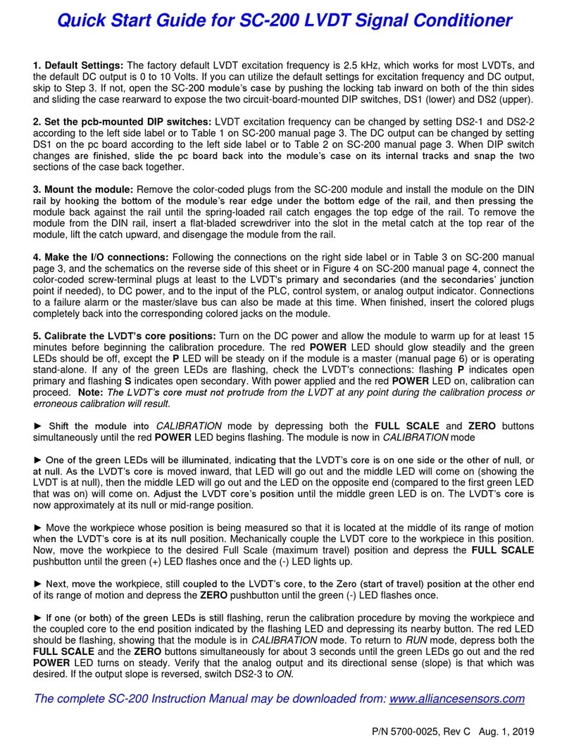 Alliance Sensors SC-200 quick start guide Alliance Sensors SC-200 quick start guide