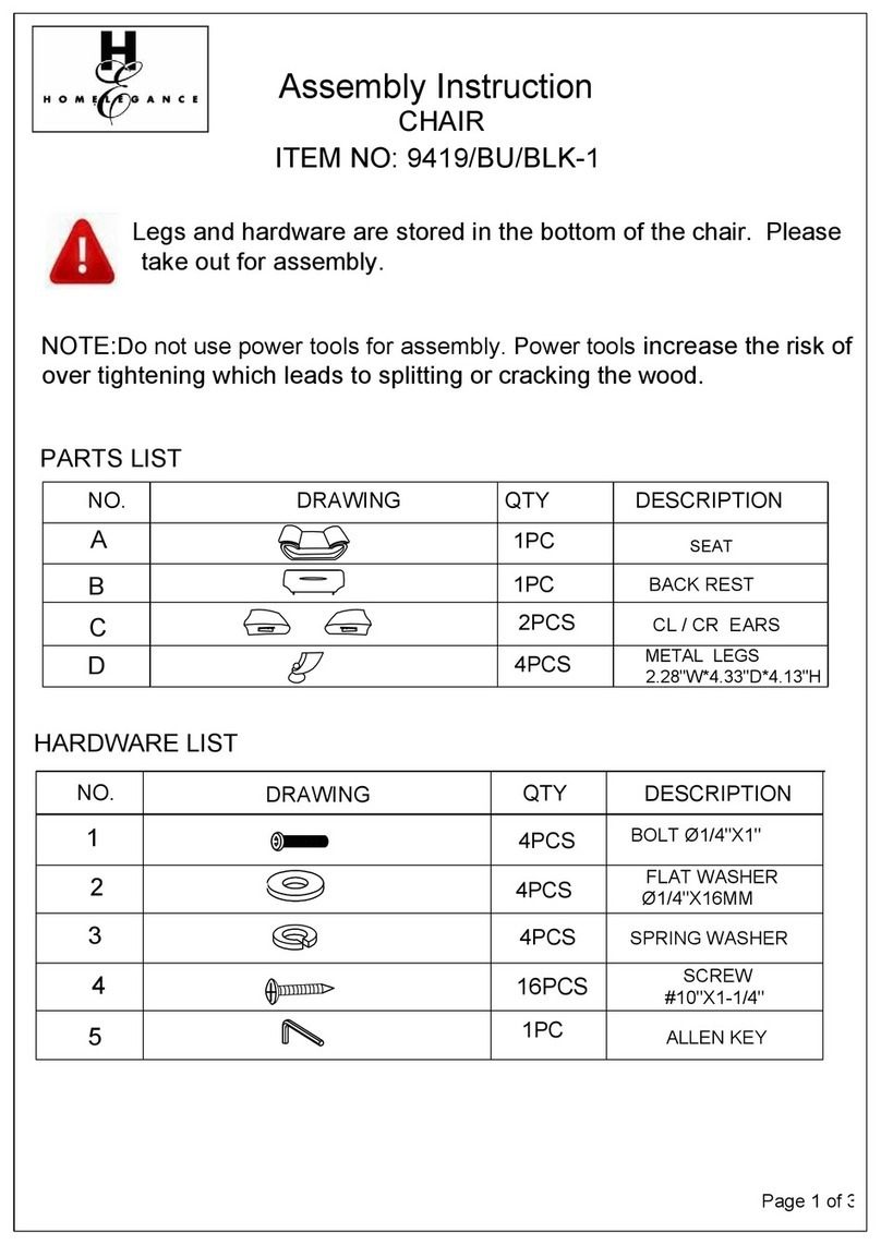 Homelegance Matteo 9419/BU/BLK-1 Assembly instruction
