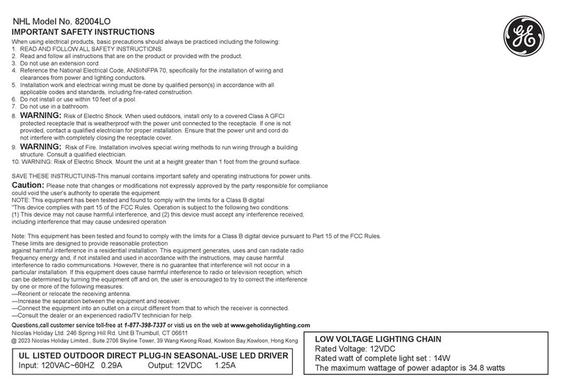 GE NHL 82004LO quick start guide