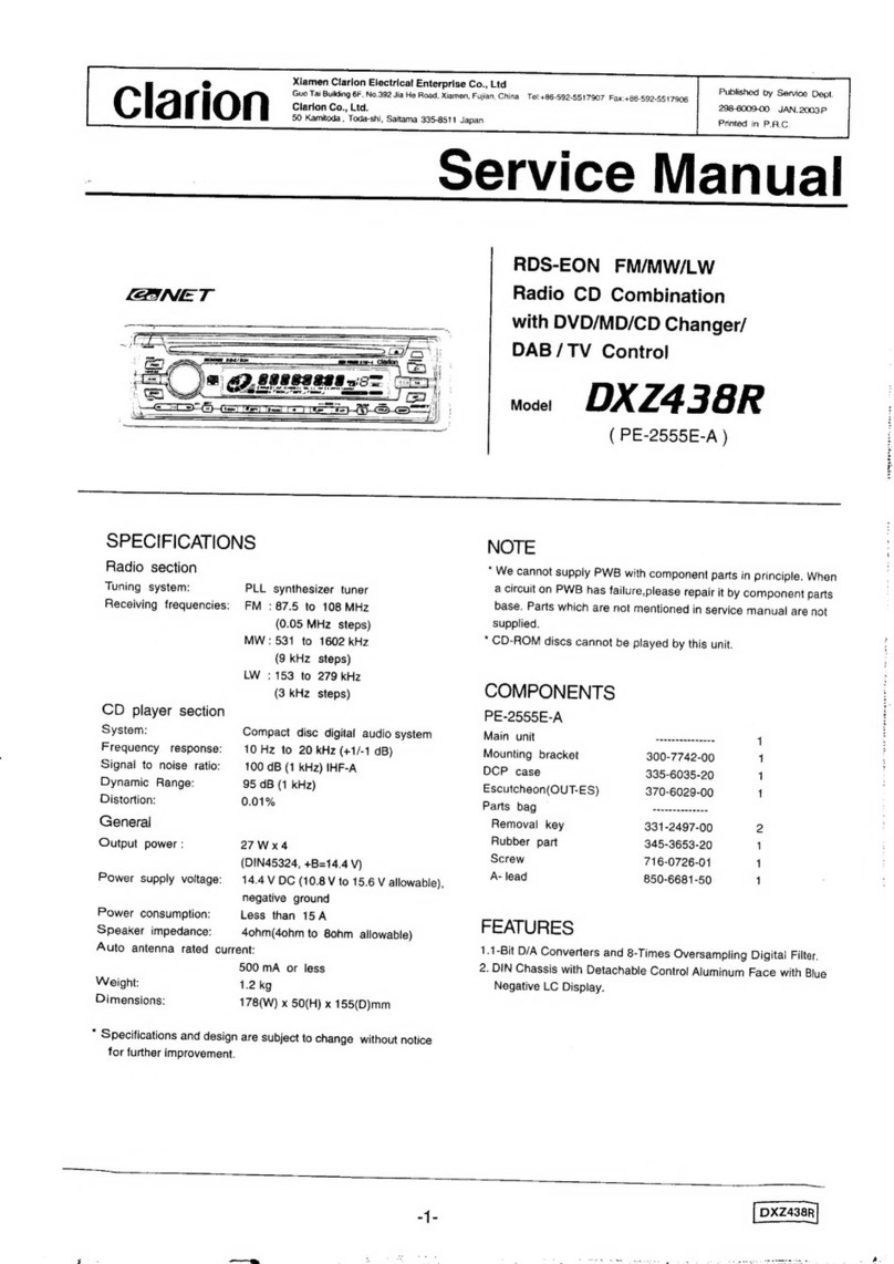Clarion DXZ438R User manual Clarion DXZ438R User manual