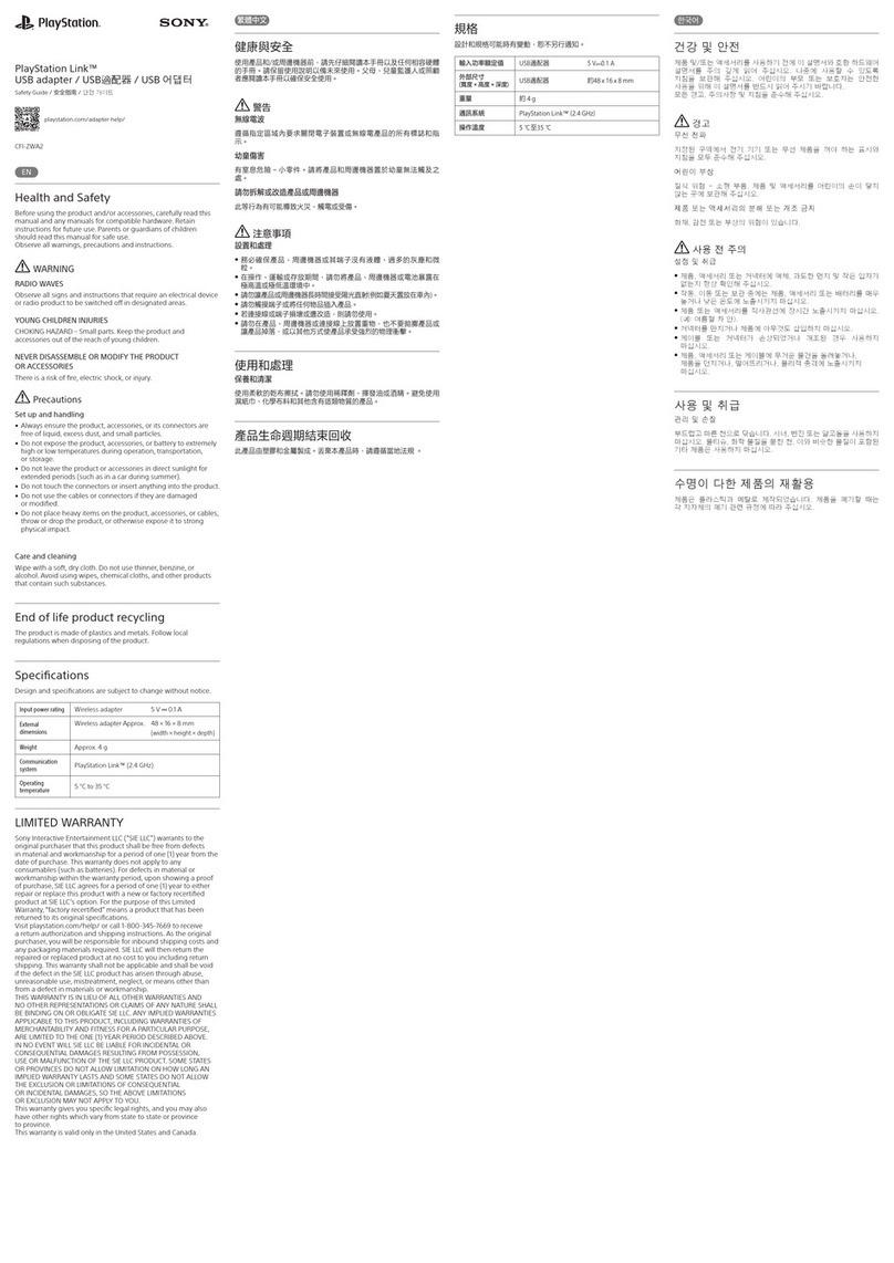 Sony PlayStation Link CFI-ZWA2 User manual