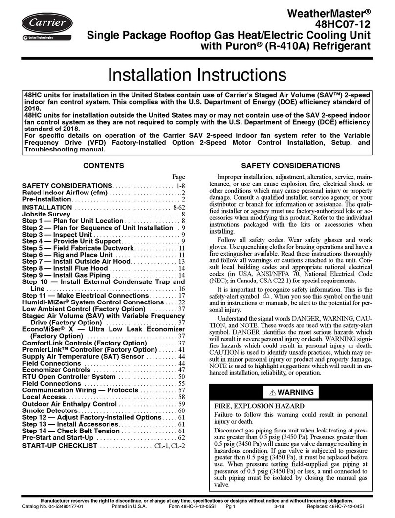 Carrier WeatherMaster 48HC07-12 User manual