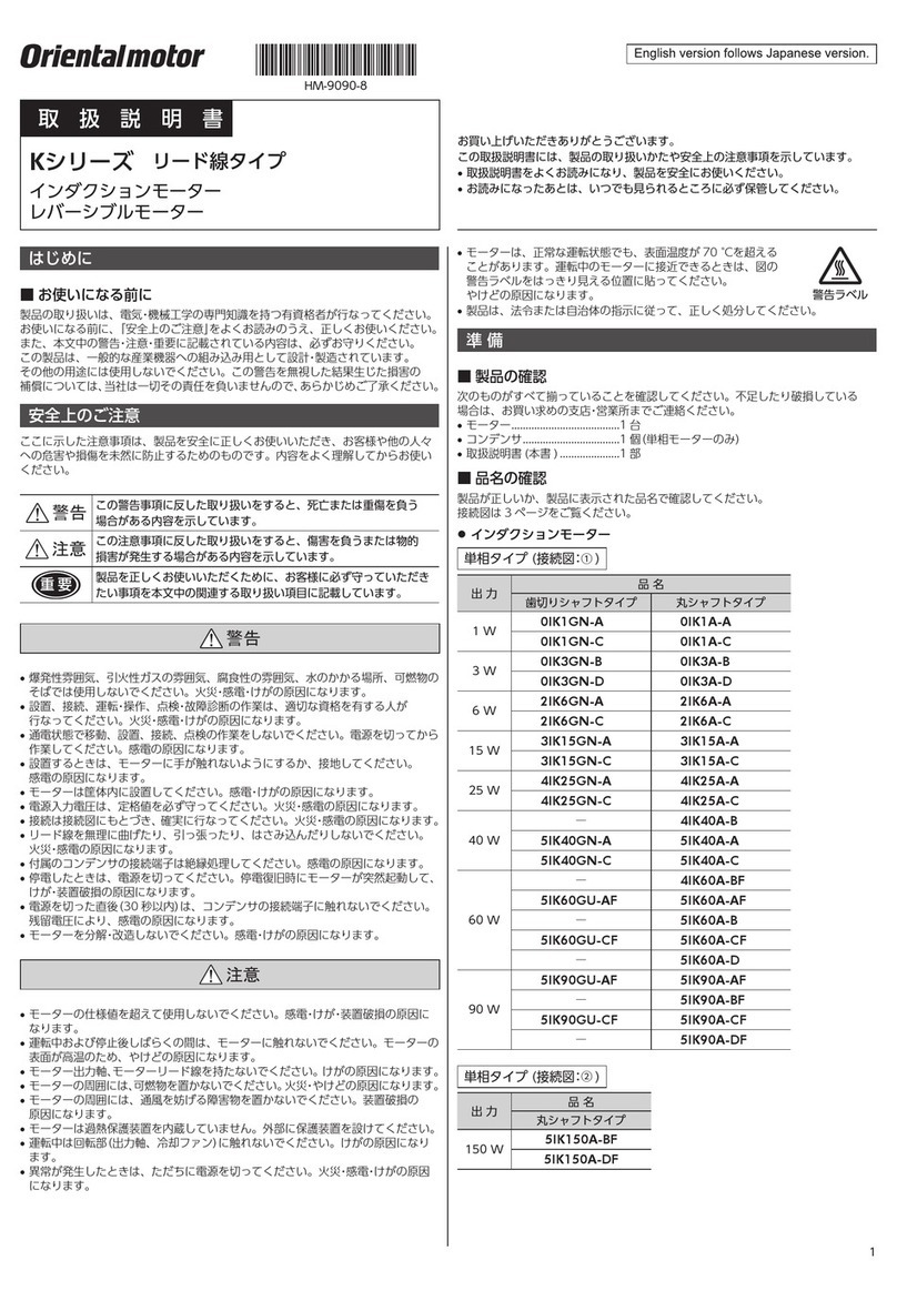 Oriental motor K Series operating manual Oriental motor K Series operating manual