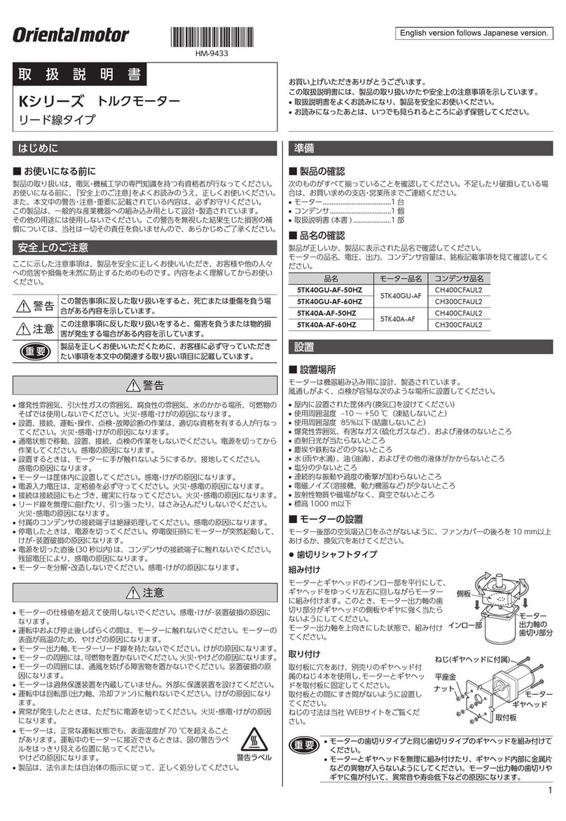Oriental motor K Series operating manual Oriental motor K Series operating manual
