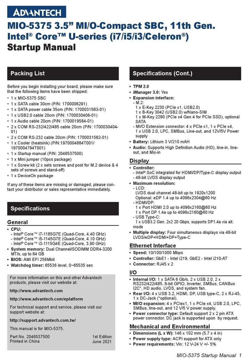 Advantech MIO-5375 Installation and operation manual
