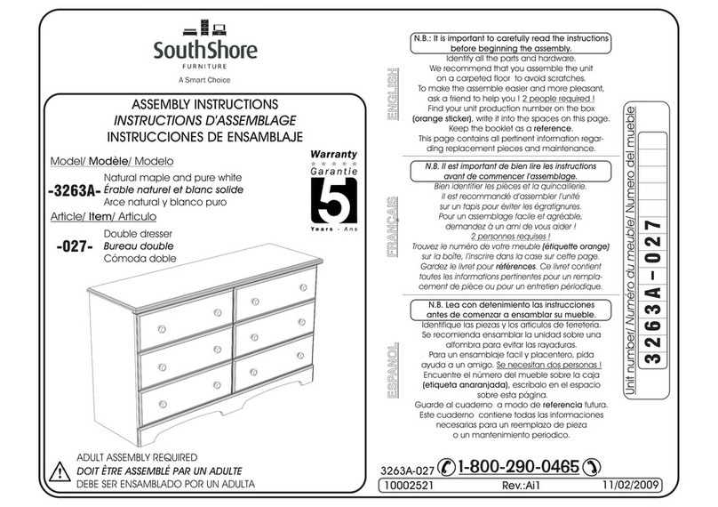SouthShore 3263A Assembly instructions SouthShore 3263A Assembly instructions