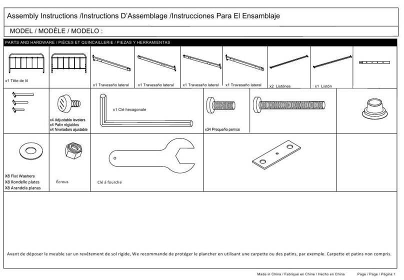 HOME MERIDIAN DS-2645-288 Assembly instructions