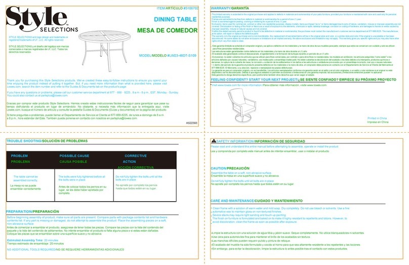Style selections LW23-48DT-S109 User manual Style selections LW23-48DT-S109 User manual