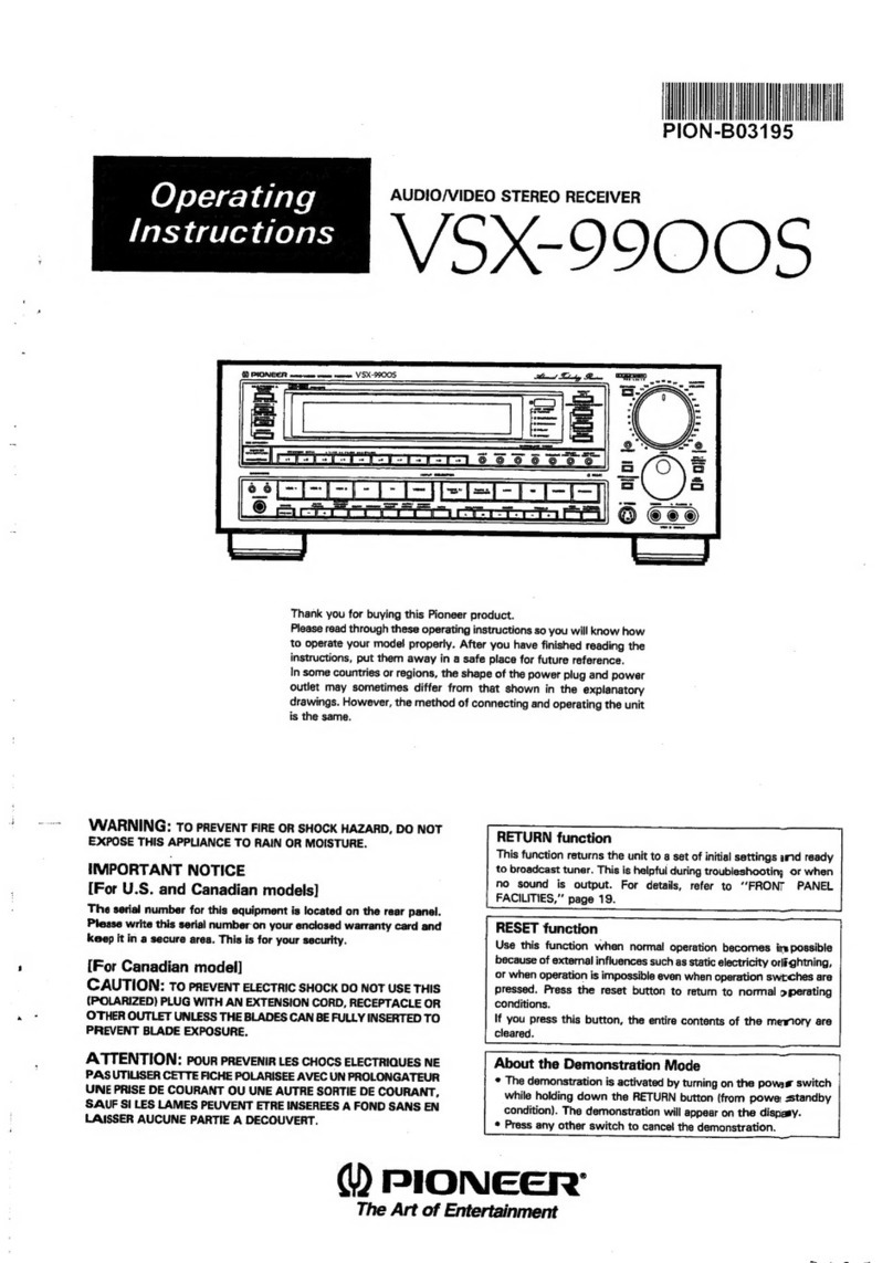 Pioneer vsx-9900s operating instructions