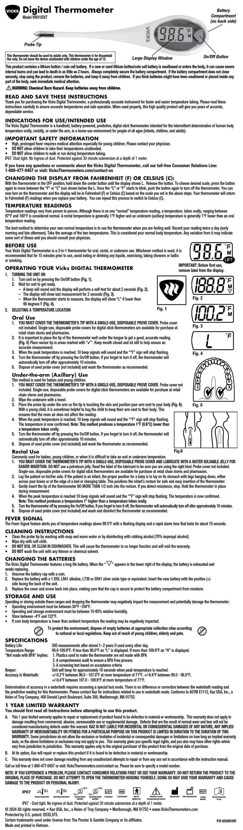 Vicks V901USV7 User manual Vicks V901USV7 User manual