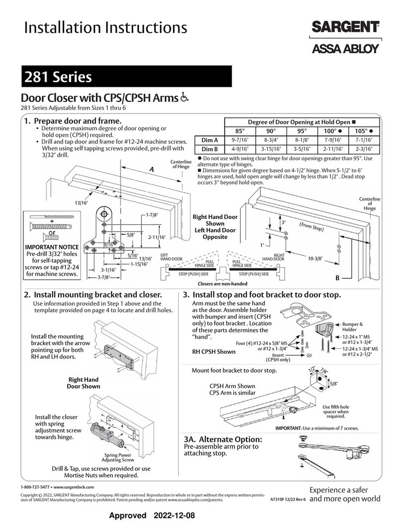 Assa Abloy SARGENT 281 Series installation instructions Assa Abloy SARGENT 281 Series installation instructions