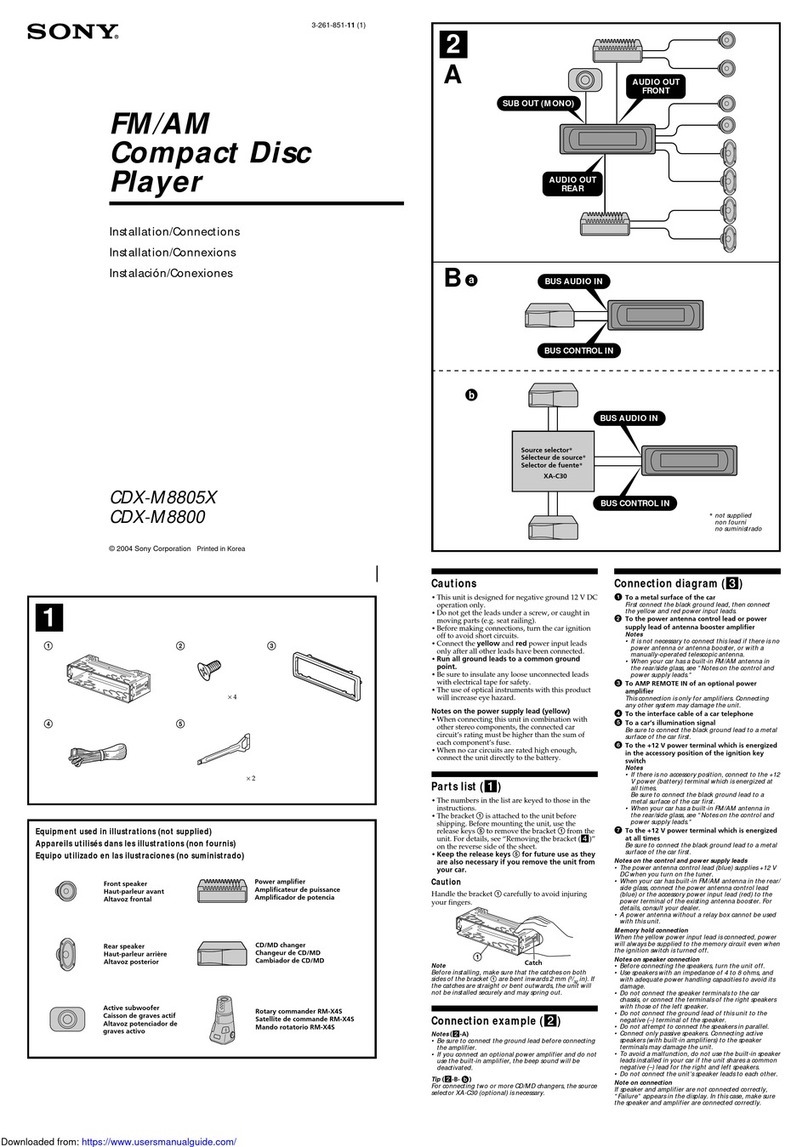 Sony CDX-M8805X Operating Instructions (English, Espanol,... Product guide